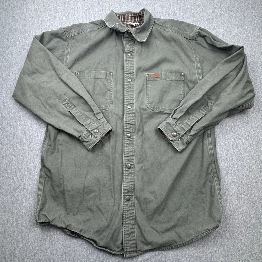 Carhartt S296 MOS Canvas Shirt Jacket Men's Large Moss Green‎ Flannel Lined